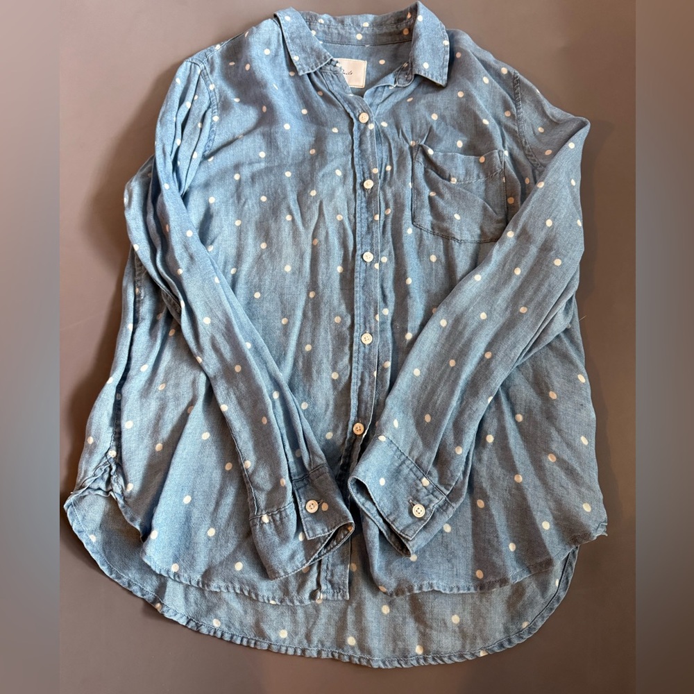 Rails Denim Blue Shirt with White Dots
